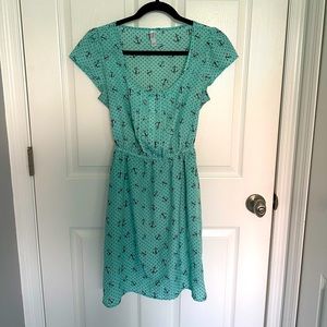 Nautical Teal with Black Anchors Dress - Size Large